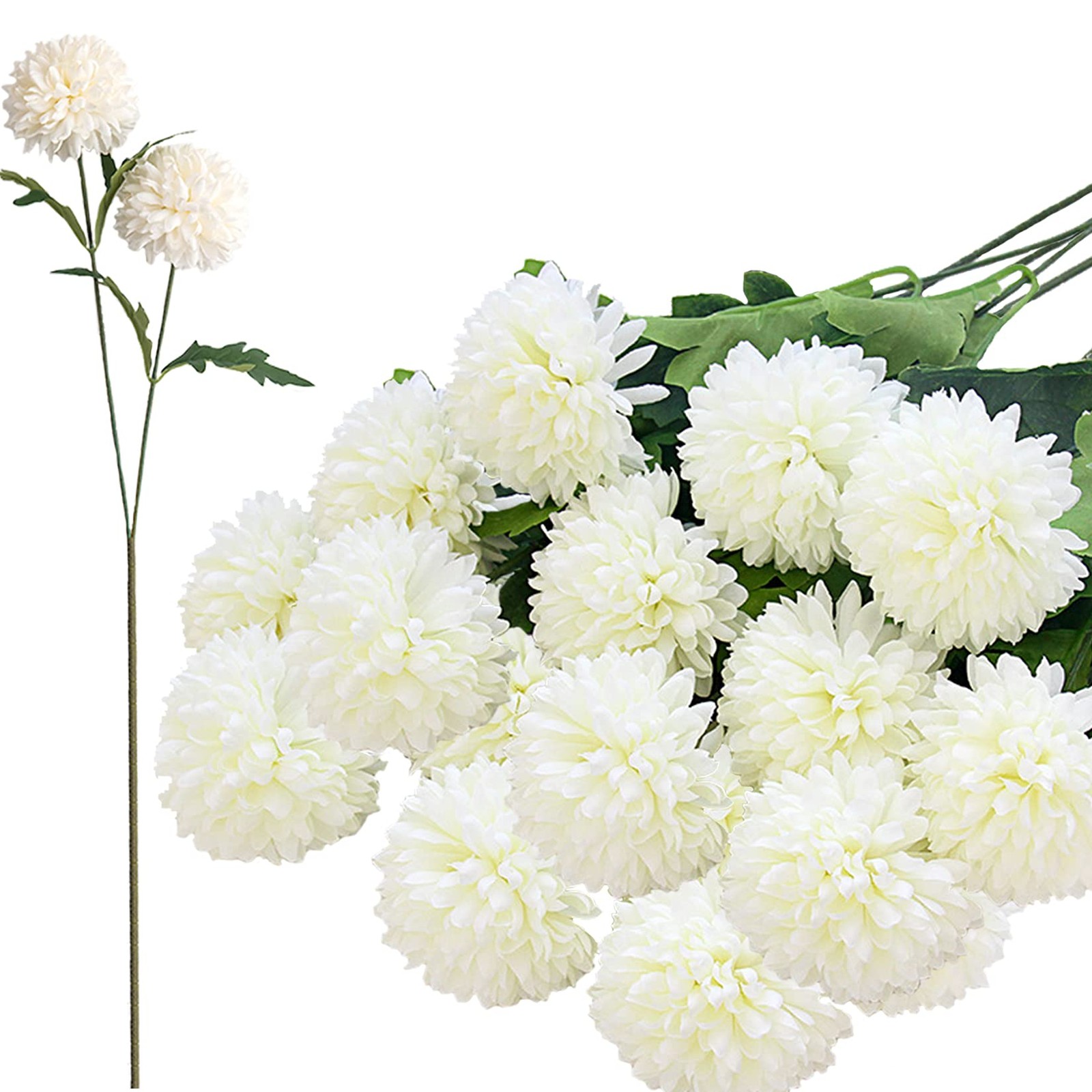 24 Silk Chrysanthemum Head Bouquet White Bouquets Hydrangea,12 Pcs Artificial…