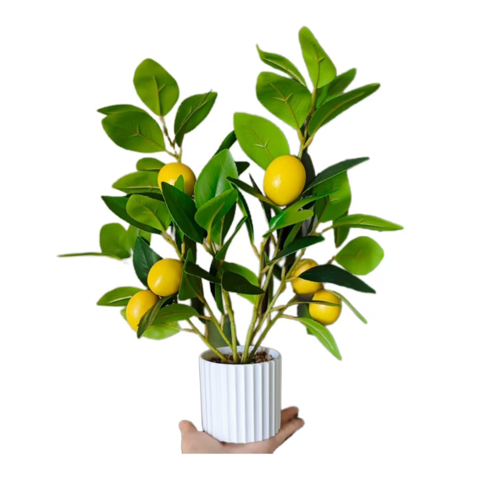 Artificial Lemon Tree in Pot, 15.7″ Real Touch Faux Plant for Home Office Des…