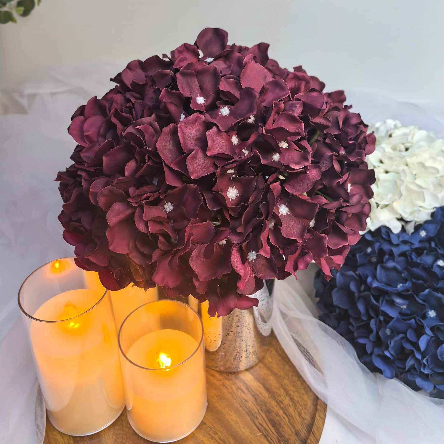 Burgundy Hydrangea Flower Balls – 12 PCS Artificial Centerpieces for Weddings