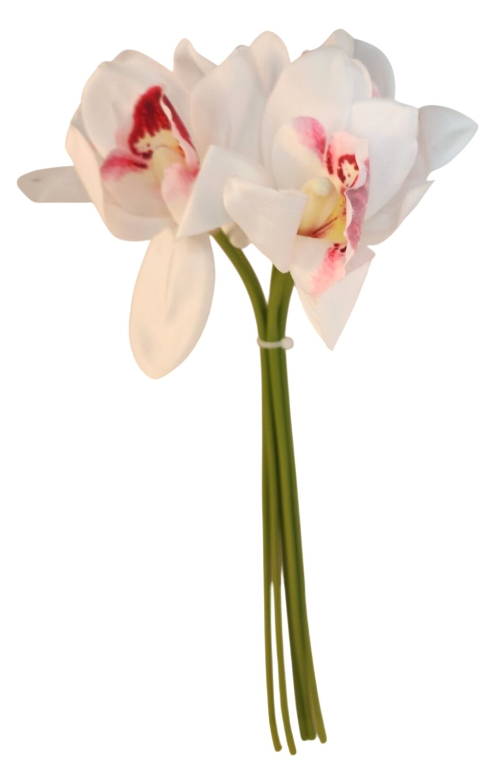 Artificial Cymbidium Orchid Stems White Blush Pink Faux Orchid Bouquet Realistic