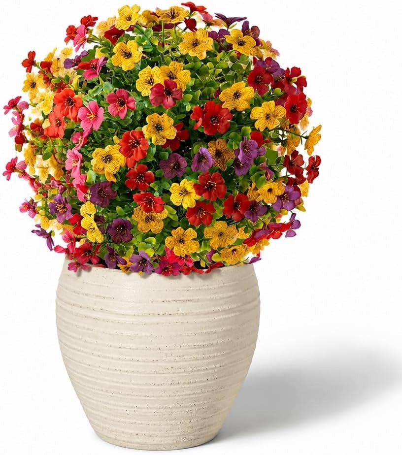 Artificial Violet Flowers with Ground Spike Fake Plants Garden Patio Yard Decor