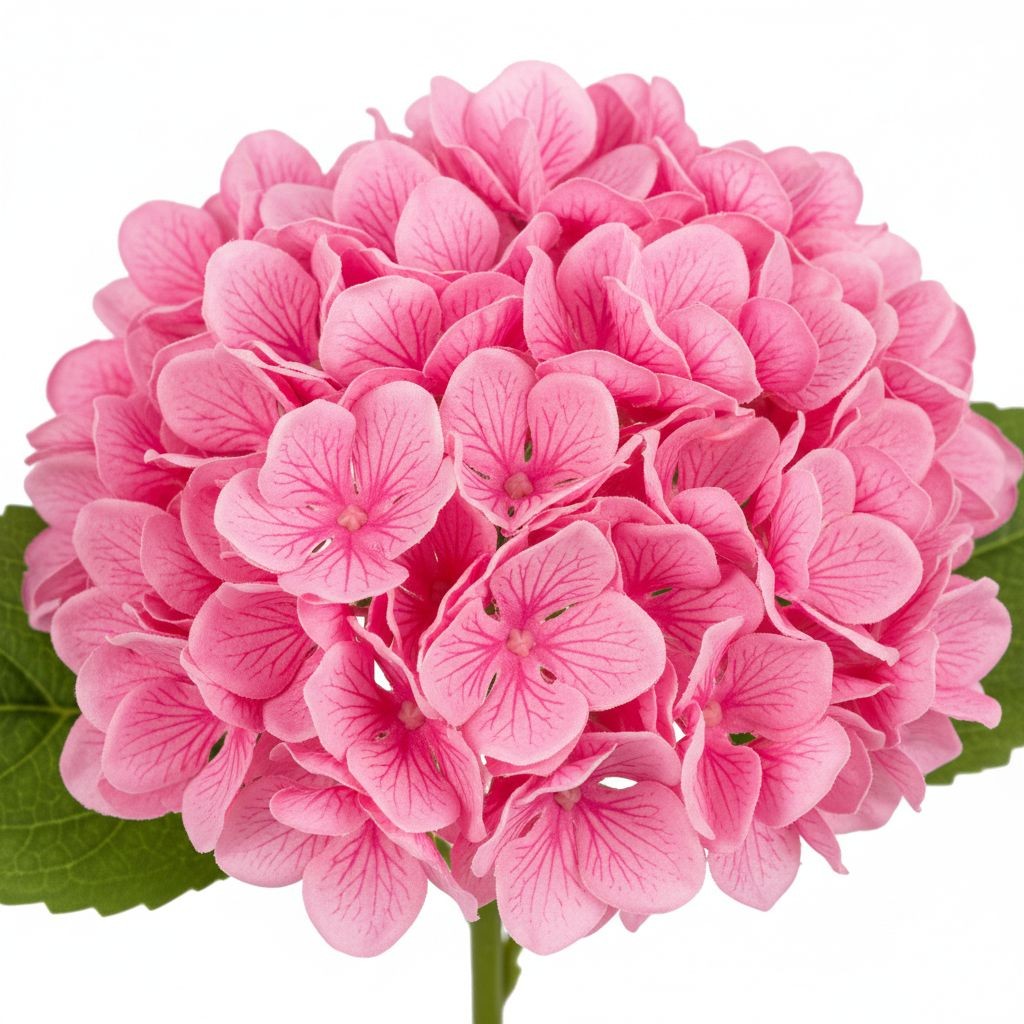 Pink Hydrangea Stem Faux Flower 16 Inch Artificial Hydrangea Bloom 6 Inch Floral