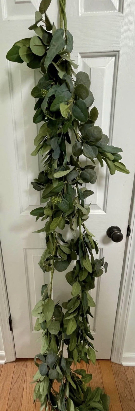 2 Strands of Pre-lit Artificial Eucalyptus Garland 6 Ft Each. Green