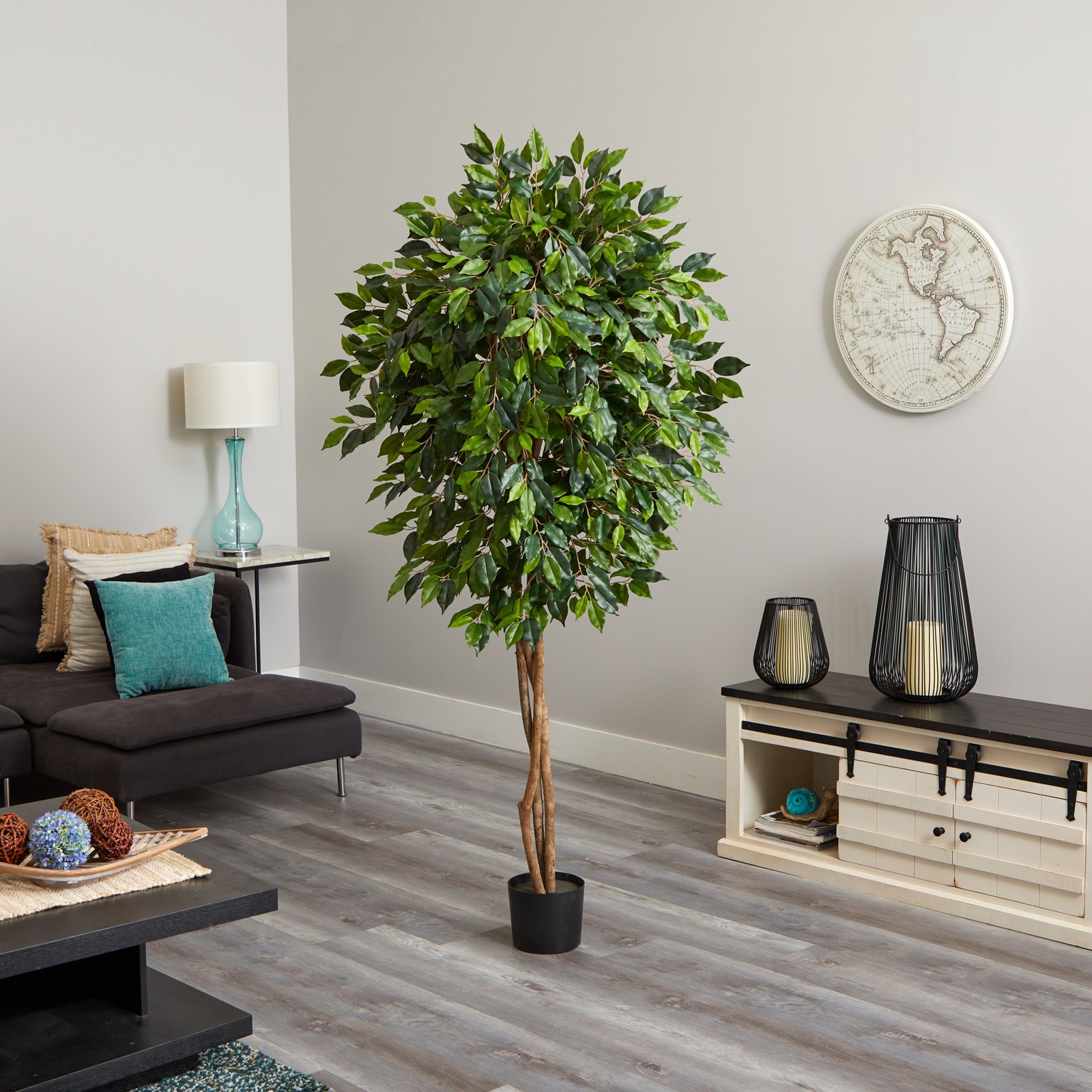 Nearly Natural 6.5ft Ficus Artificial Tree in Green