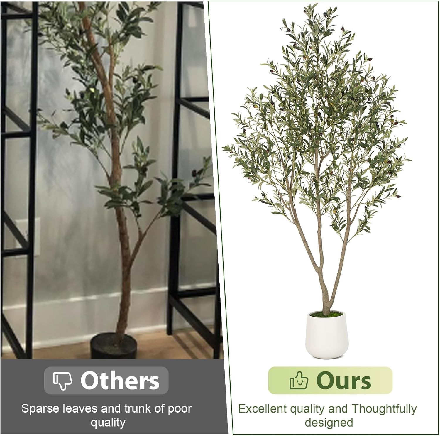 Artificial Olive Tree 7FT Tall Faux Olive Tree W/ White Planter Artificial