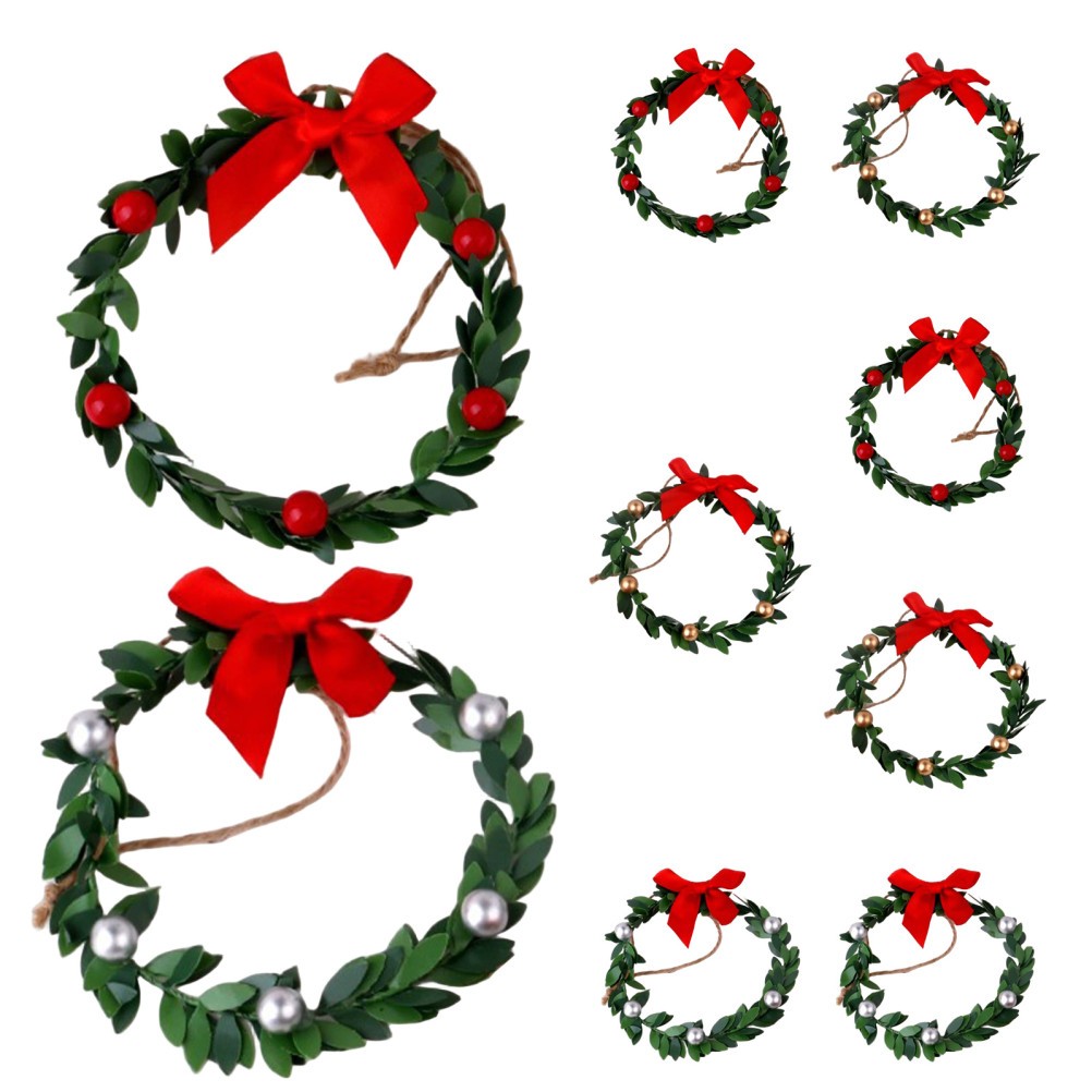 9 Pcs Wreath Ribbon Bow Handmade Decor Cabinet Wreaths for Kitchen Christams