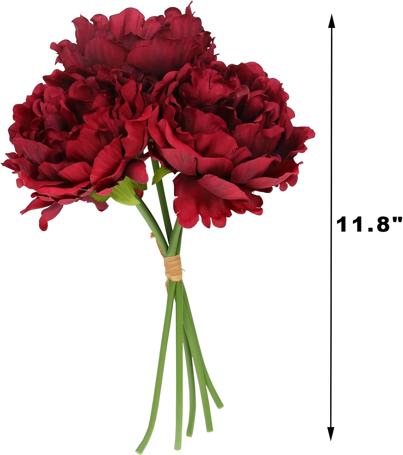 Artificial Peony for Fall Home Decoration, 5 Pcs Red Faux Peonies for Halloween