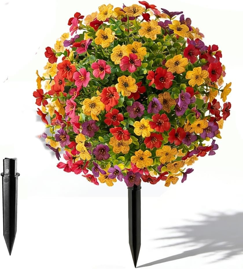 Artificial Violet Flowers with Ground Spike Fake Plants Garden Patio Yard Decor