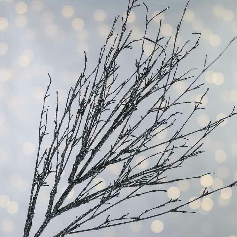 Set of 2 Black Glittered Artificial Twig 29″ Tall Sprays