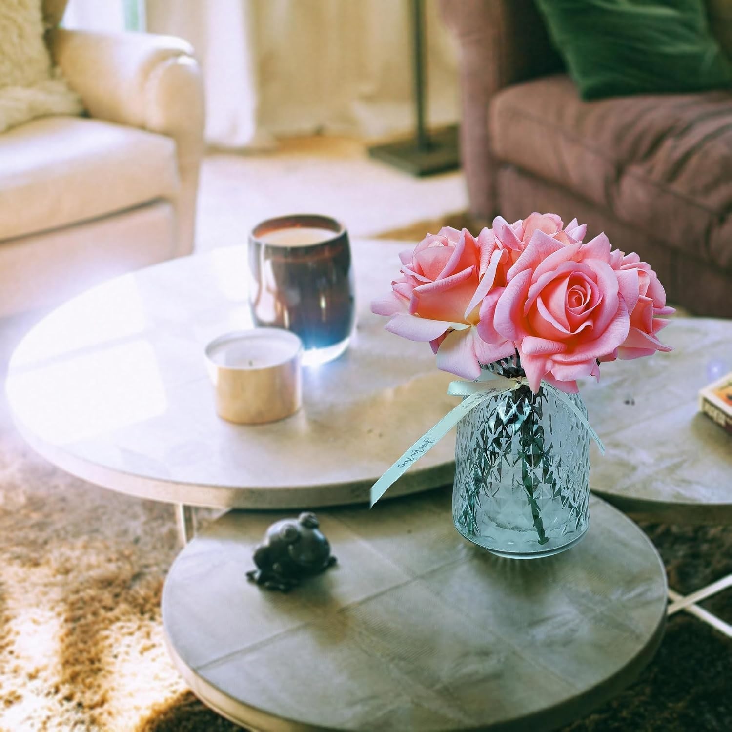 Majestic 6 Real Touch Fake Roses with Stems – Perfect for DIY Decor & Gifting