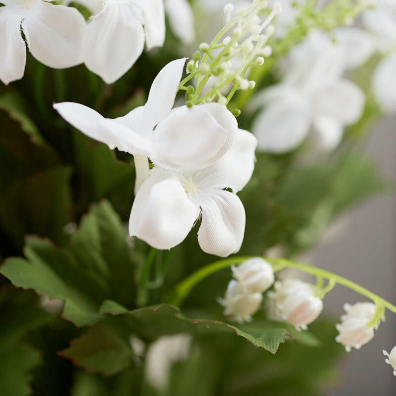 19″ Tall White Artificial Stephanotis and Lily of the Valley Floral Bush