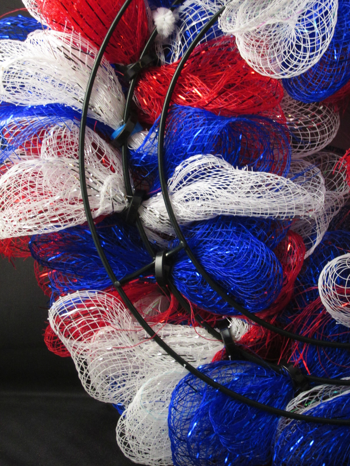 8 Inch Patriotic Ruffle Flower Deco Mesh Wreath