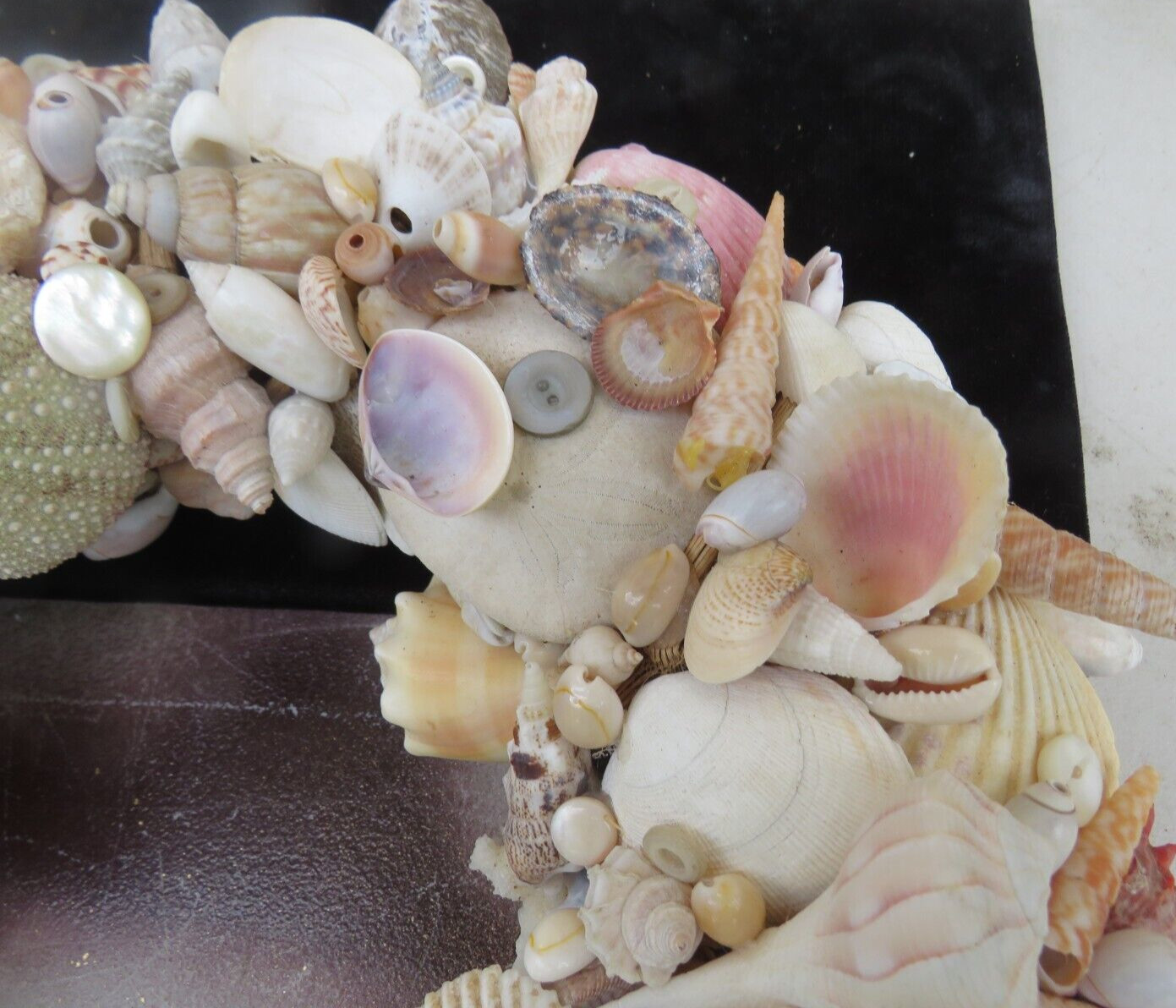 LARGE NATURAL HANDCRAFTED SEASHELL WREATH 14″ BEACH SEASHORE COASTAL DECOR