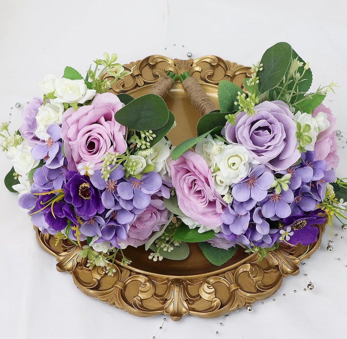 Wedding Bouquet Bride Bridal Bridesmaid Centerpiece Artificial Flowers Lilac