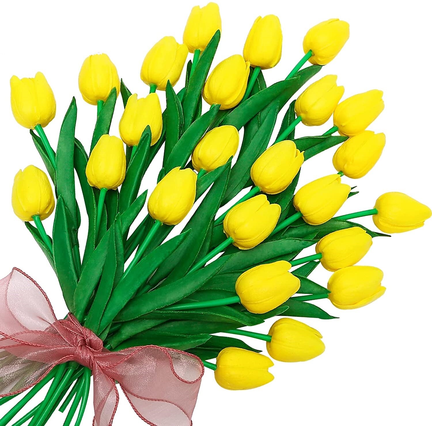 20× Yellow Artificial Tulip Fake Flowers Real Touch For Wedding Home Decor USA