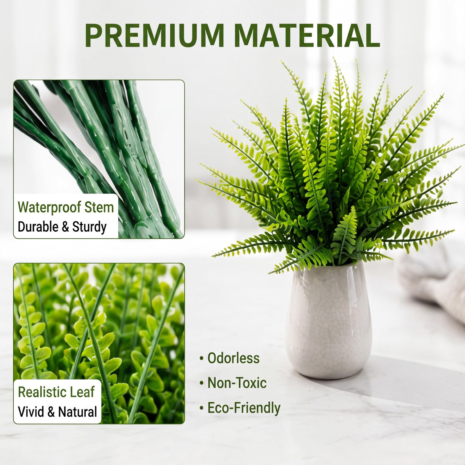20 Pack Fake Ferns Bulk Outdoor Artificial Boston Fern Plants UV Resistant Fa…