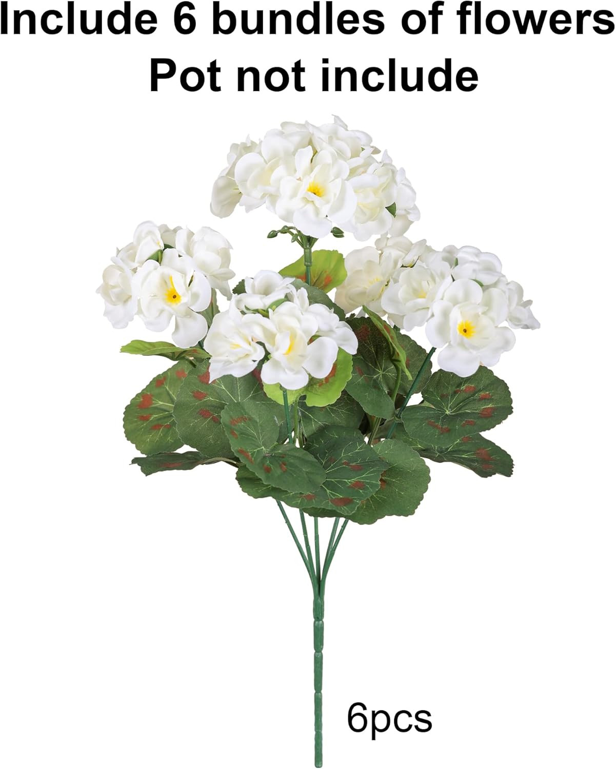 Artificial Geranium Fake Flowers for Outdoors Decoration, 6 Bundles Silk Geraniu
