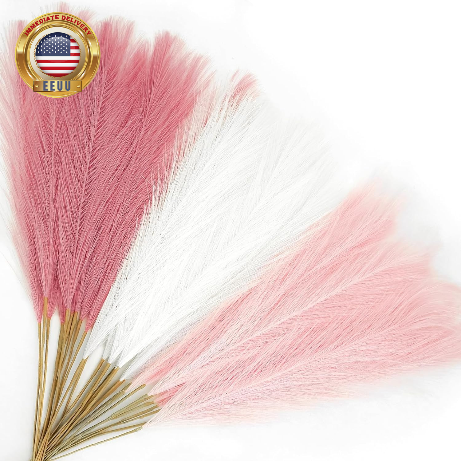 30Pcs Pink Faux Pampas Grass, 21.6In Fluffy Artificial Colored Pompas Grass Shor