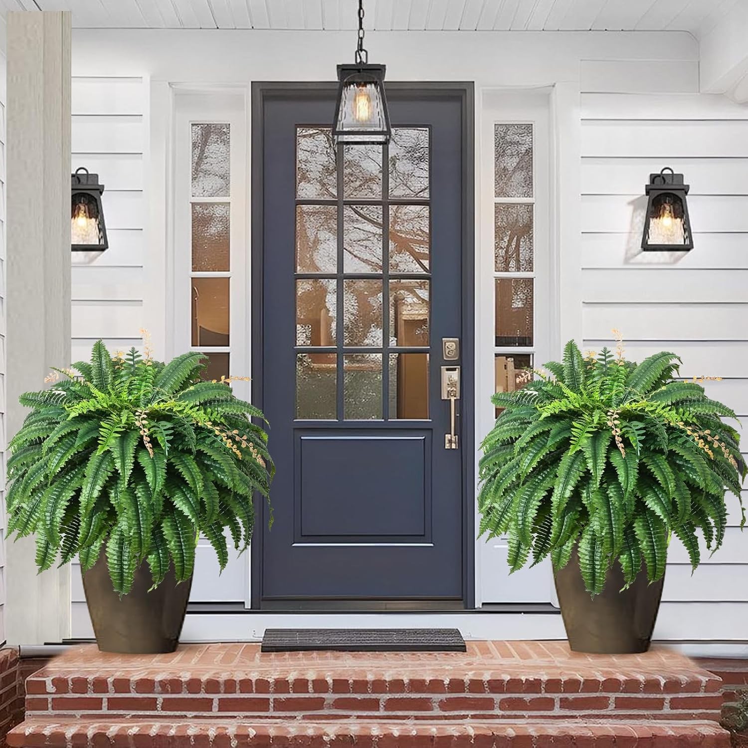 49” Artificial Ferns for Outdoors Planter 128 Leaves per Fern Set of 2 Large