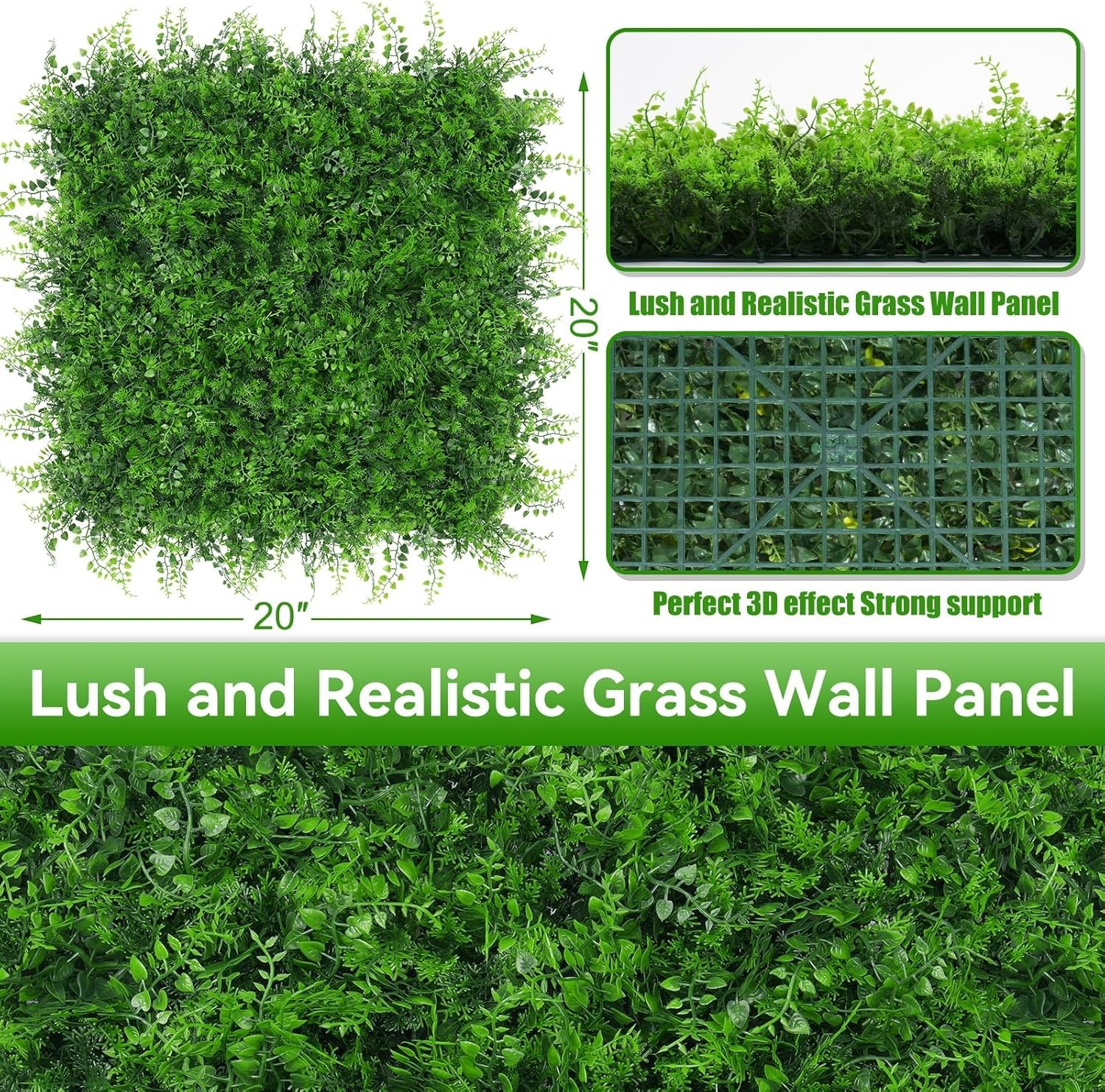 20″x20″ 12pcs Grass Wall Panels, Artificial Fern Grass Backdrop w/ UV Protection