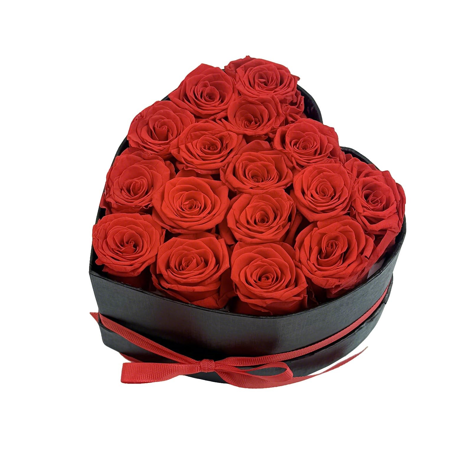 Preserved Roses Heart Shape Box Red Forever Flowers for Valentine’s Gift 16Pcs
