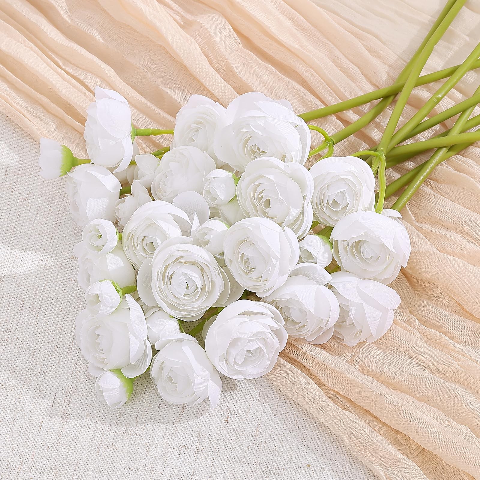 Ranunculus Artificial Flower Faux Silk Floral Bouquet Wedding Home Decor Stem