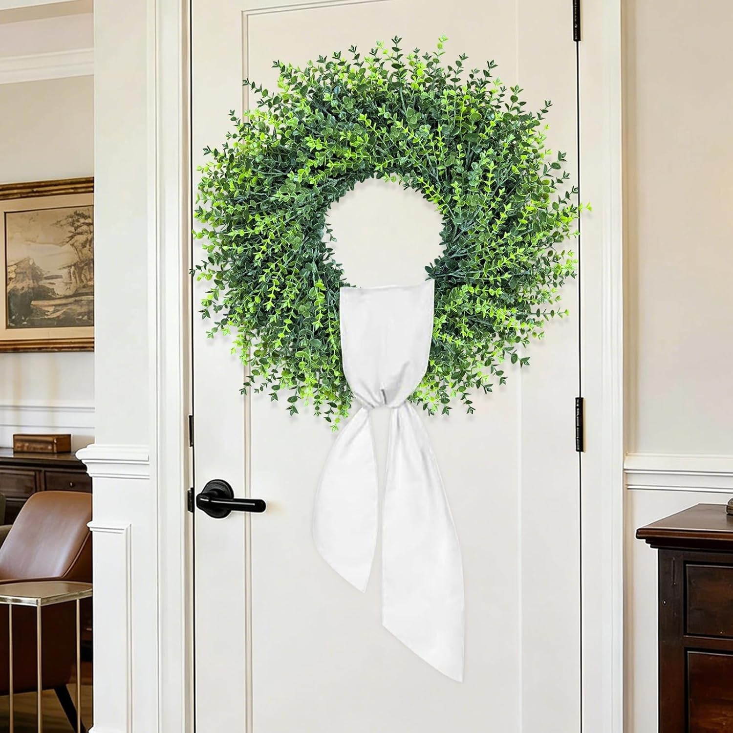 Versatile 28-Inch Green Wreath – Perfect for Doors, Walls & All Seasons