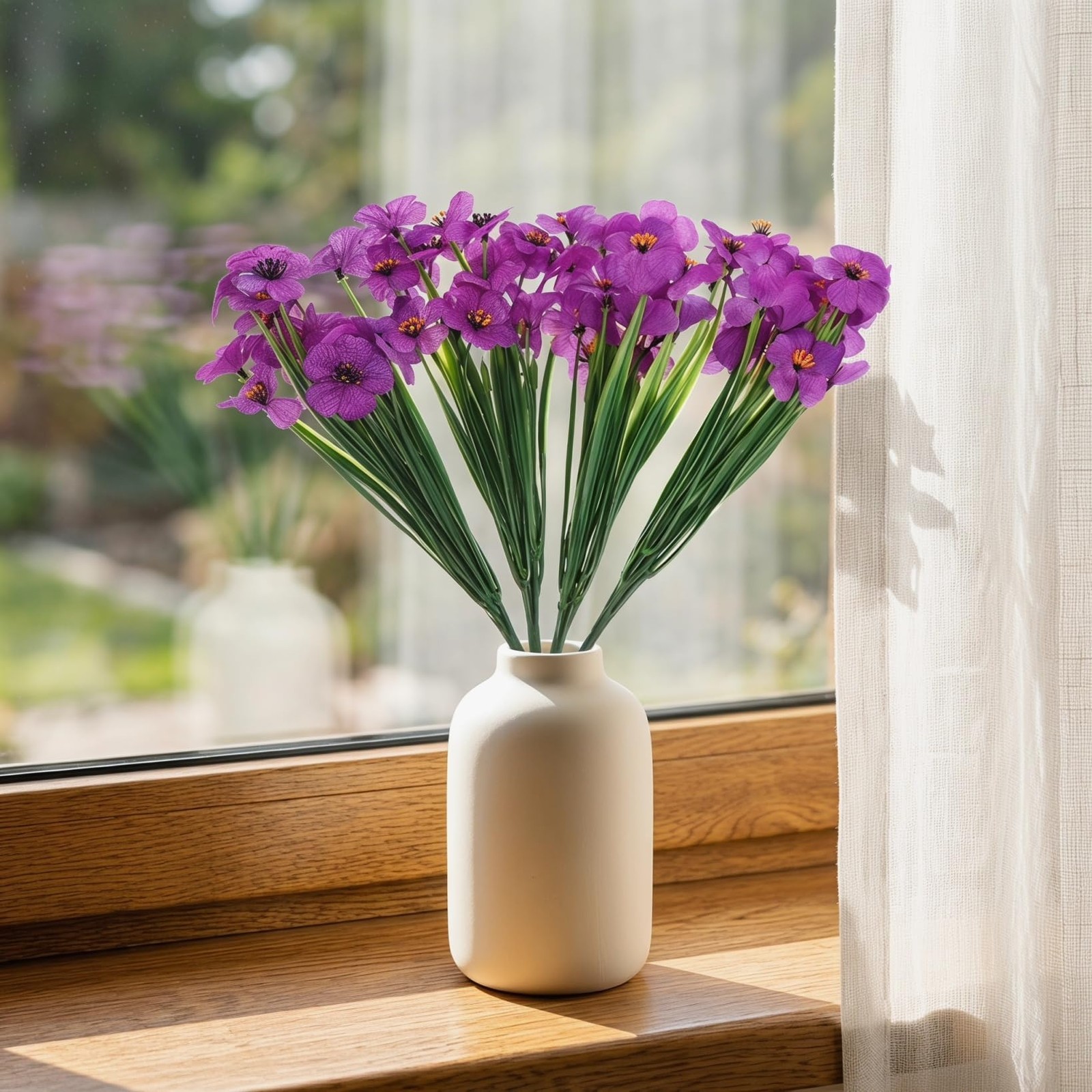 Artificial Violet Flowers, 4PCS Fake Purple Violets, Silk African Flower Bran…
