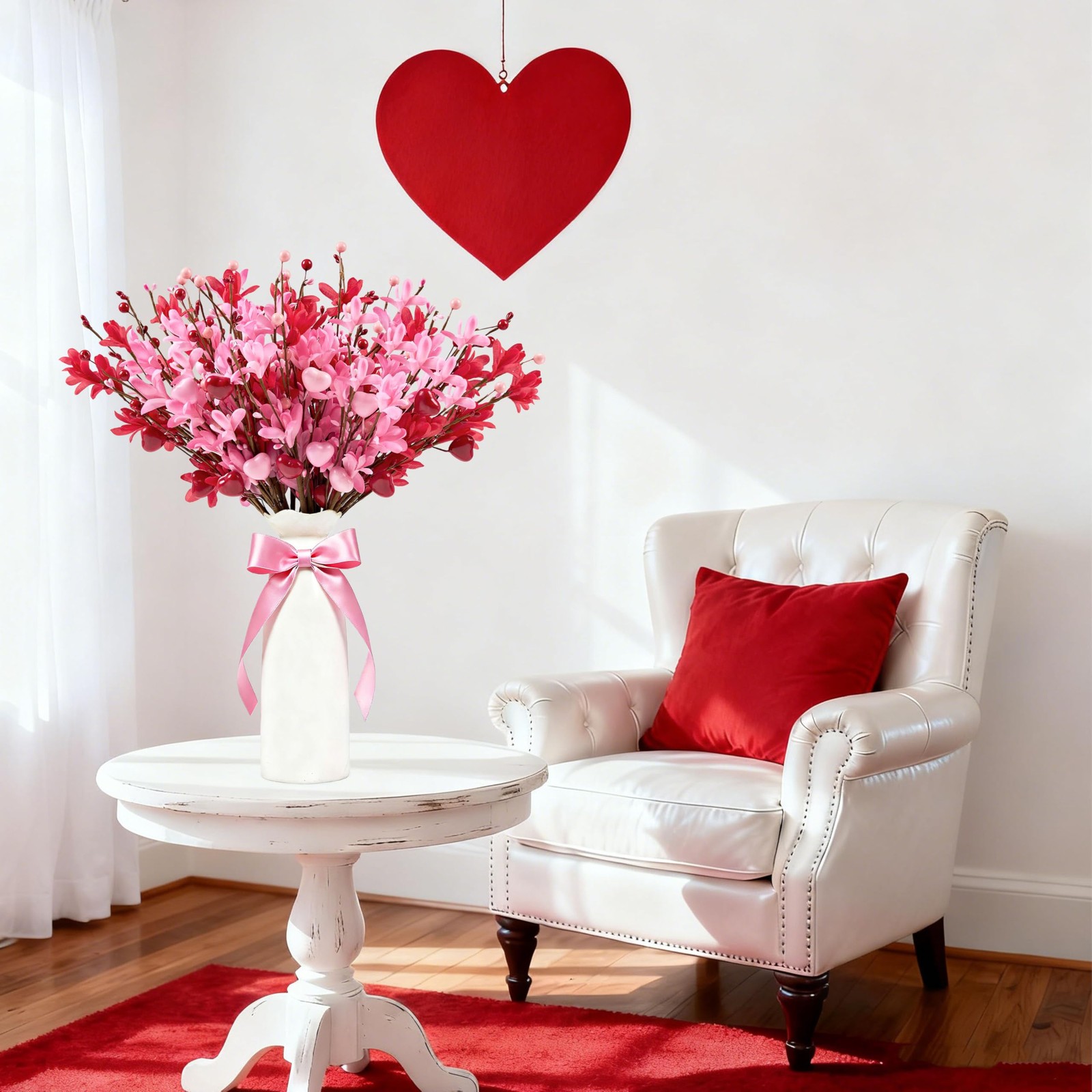 18 Pack Valentines Day Picks 17 In Pink Heart Berries Forsythia Flower