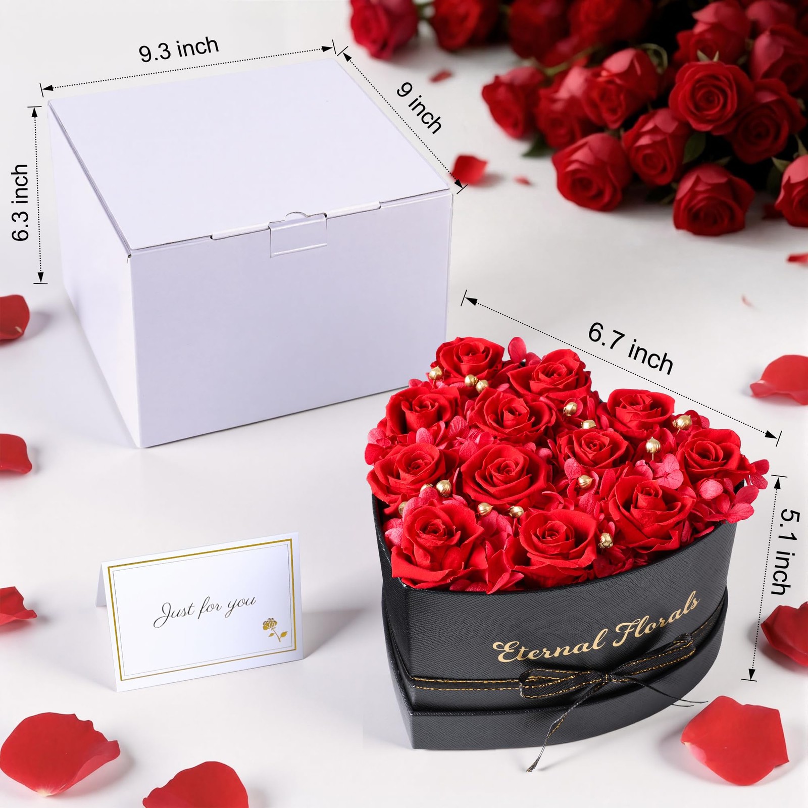 Red Preserved Forever Roses In Box 12 Flowers Anniversary Gift For Women