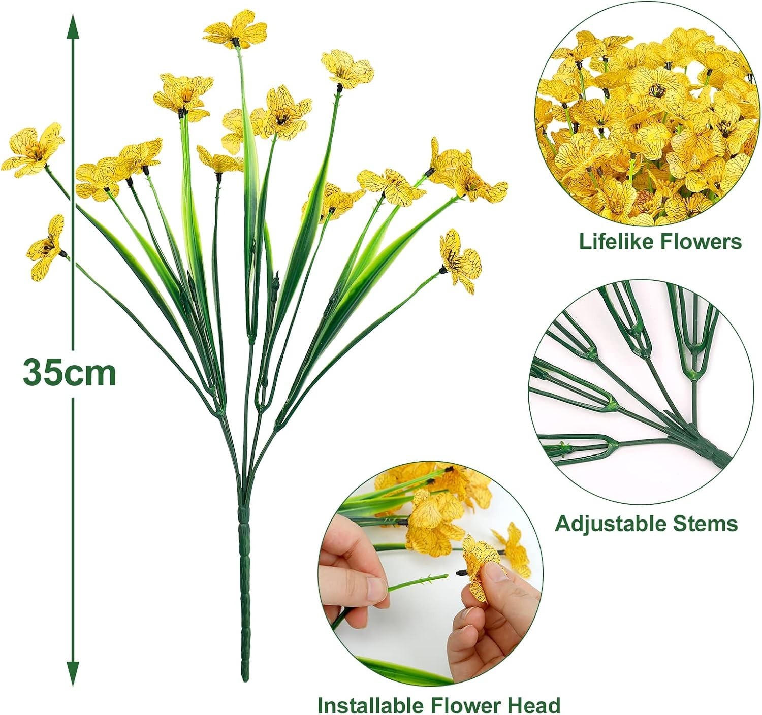 12 Bundles Artificial Flowers for Decorations Fake Silk Plants for Outdoor In…