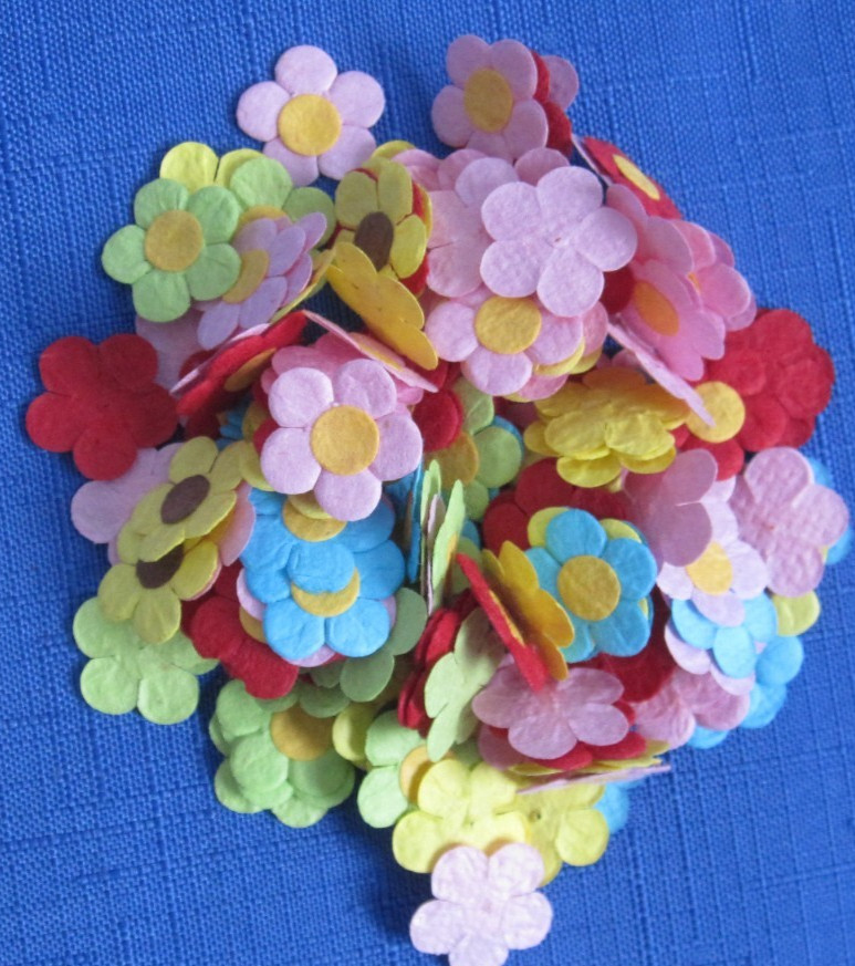 #1 Lot-14 Bags Used Mulberry Paper Flower Petals .5″-1″ Multiple Colors Sizes
