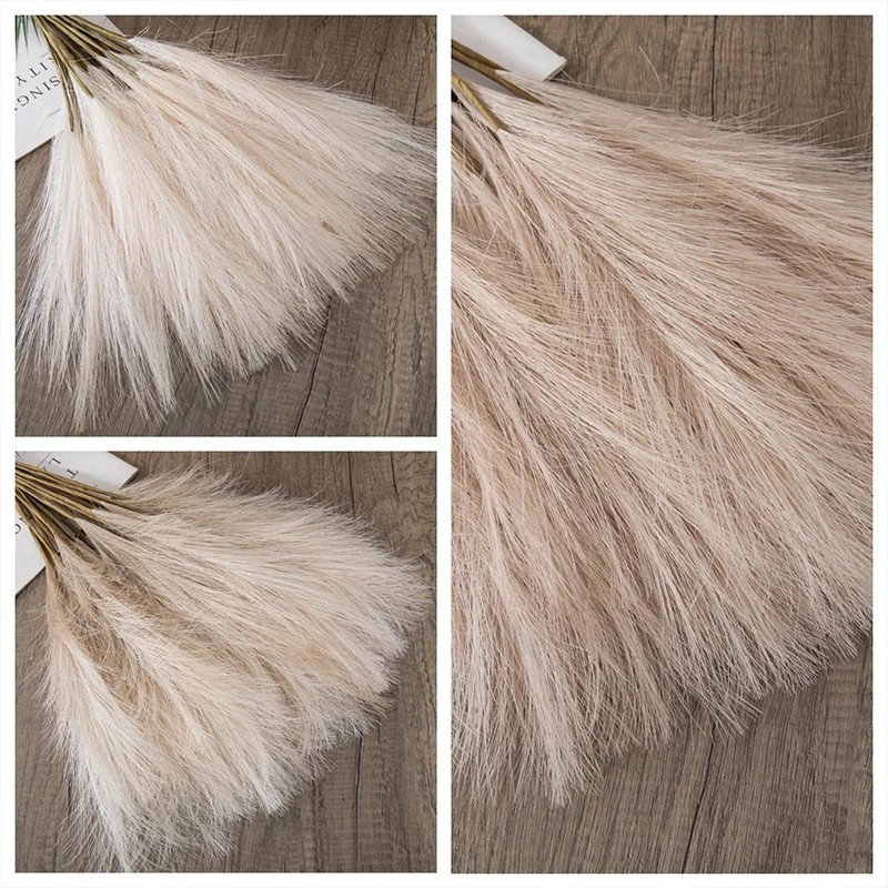Fluffy Artificial Pampas Grass Bouquet Boho Fake Plant for Wedding Home Decor