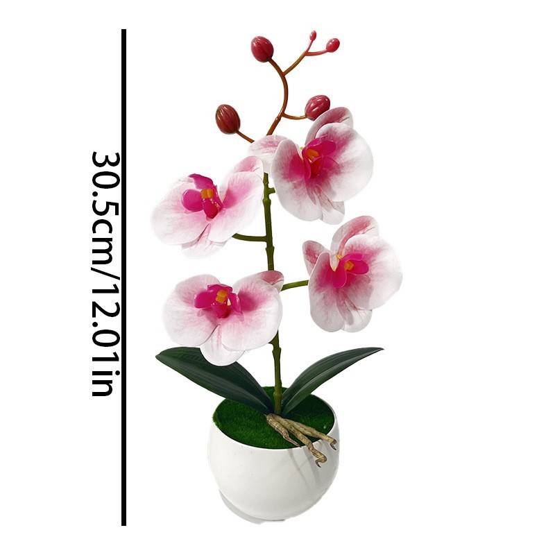 12in Artificial Orchid with Detailed Petals Soft Plastic For Home Garden Decor