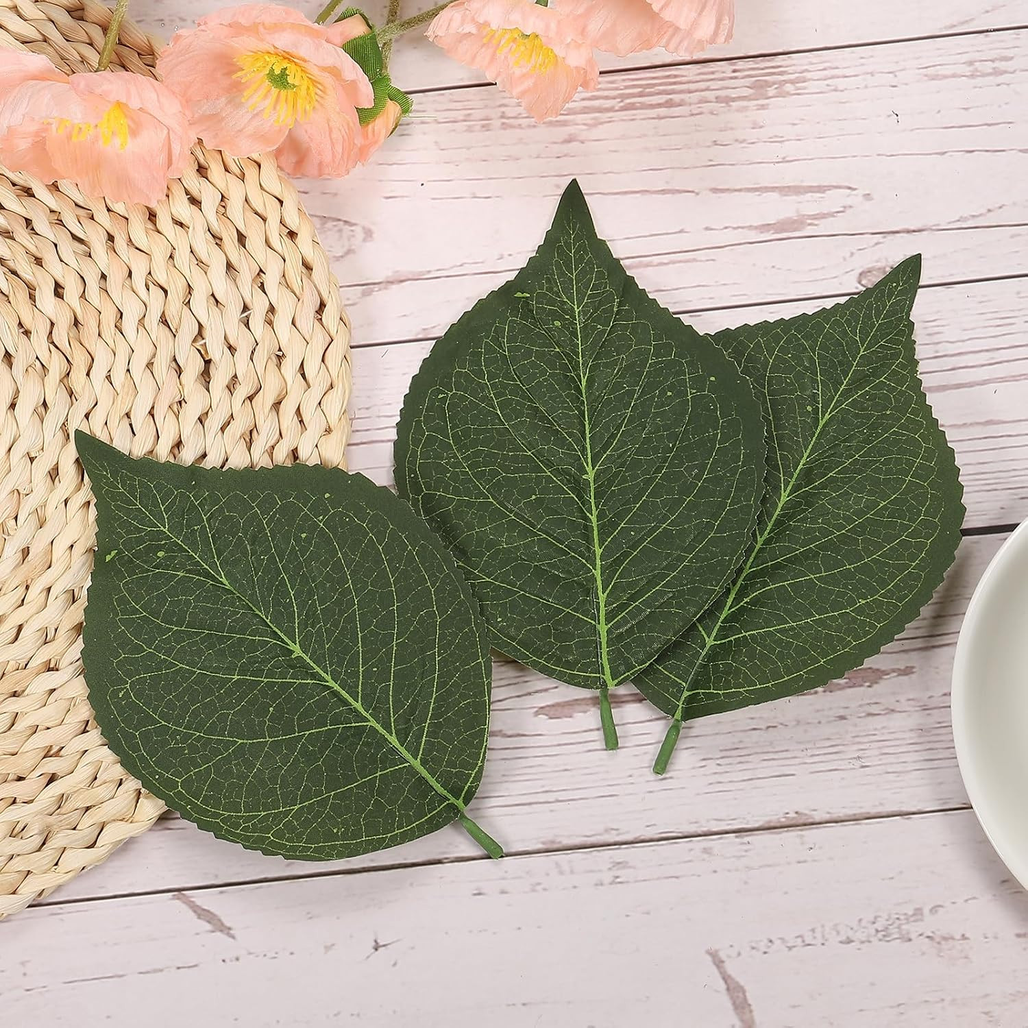 5.12X3.15 Artificial Silk Hydrangea Leaf, 80Pcs Artificial Greenery Fake Leaves