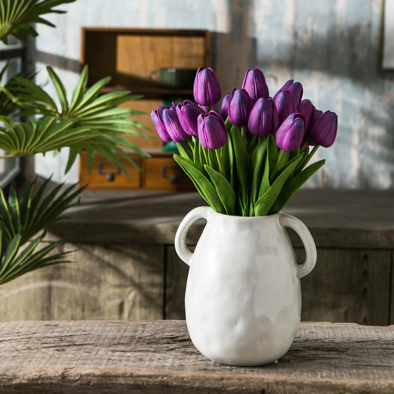 Purple Artificial Tulip Flowers 20pcs 13″ Tall Silk Fake – Perfect for Home