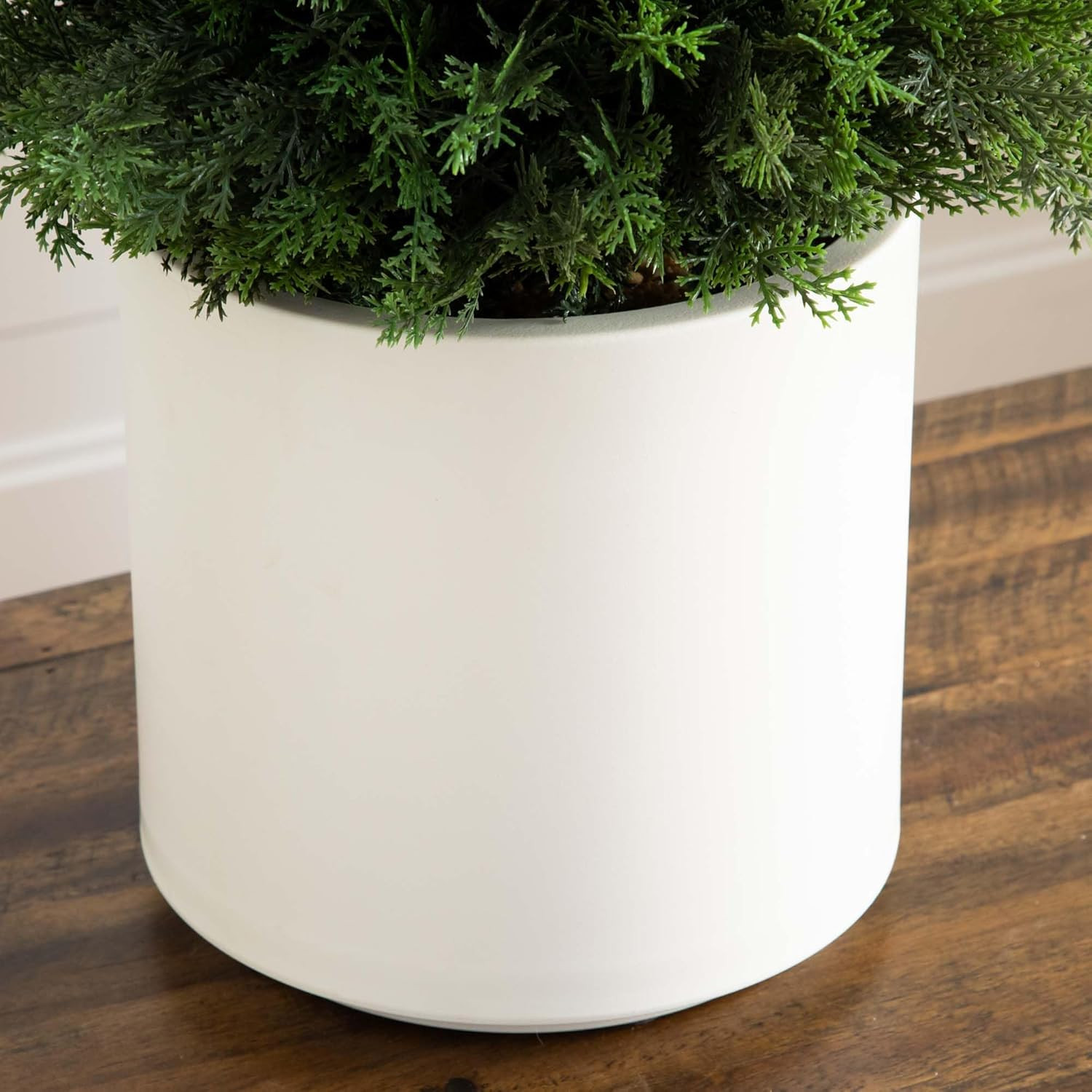 3FT UV Resistant Faux Cedar Tree in White Planter for Indoor/Outdoor Decor