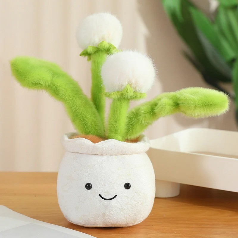 Cute Plush Dandelion Potted Plant Decor Soft Fluffy Faux Flower Ornament Gifts