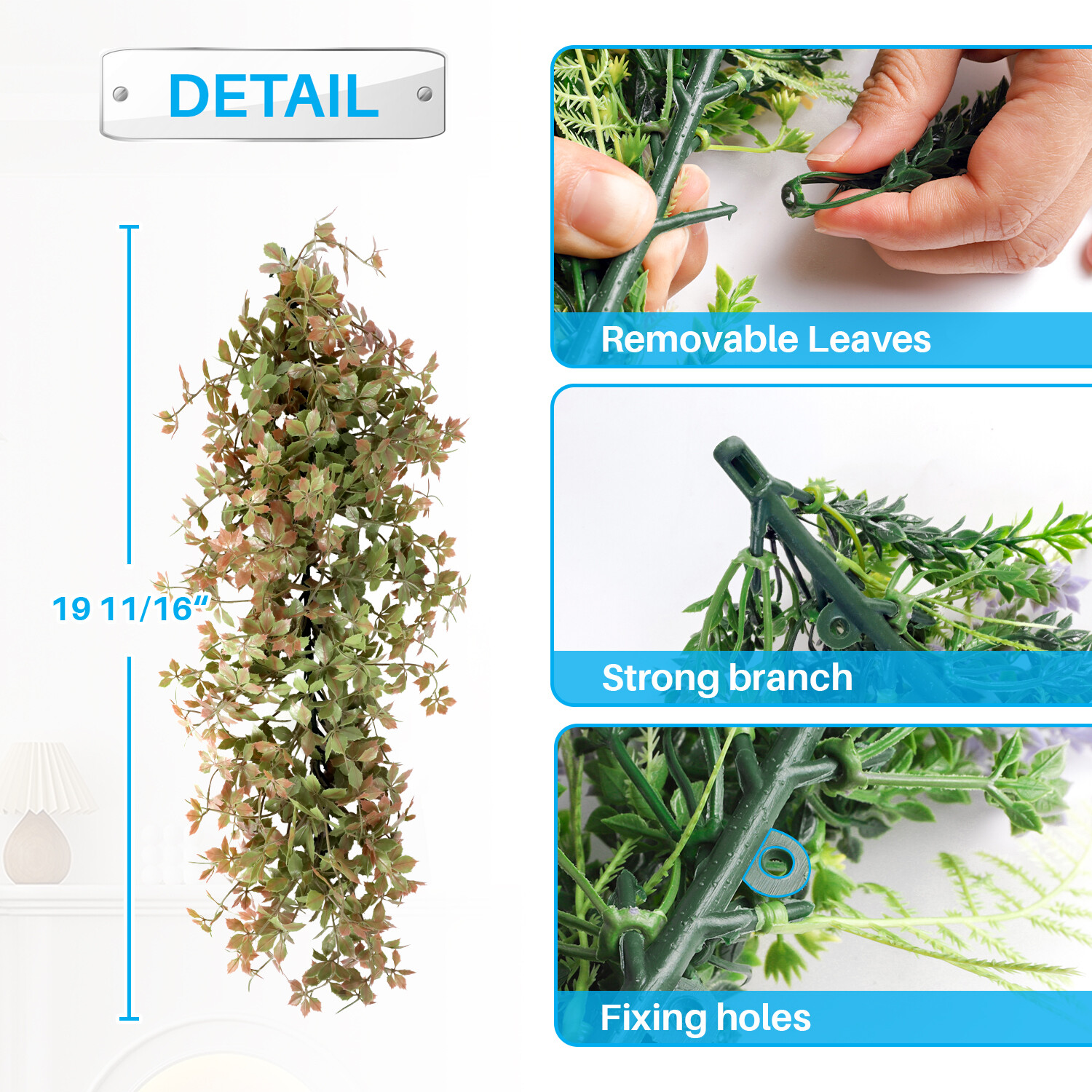 Patio Artificial Hanging Garland Faux Ivy Leaves Plants Vines, Green With Pink