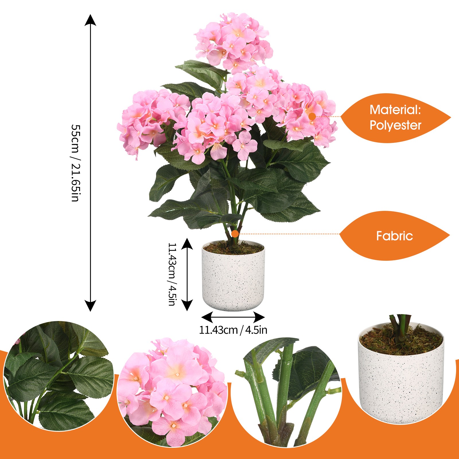 21.7″ Artificial Dahlia Plant in Pot 1 Pot w/2 Faux Flowers Lifelike Indoor Deco