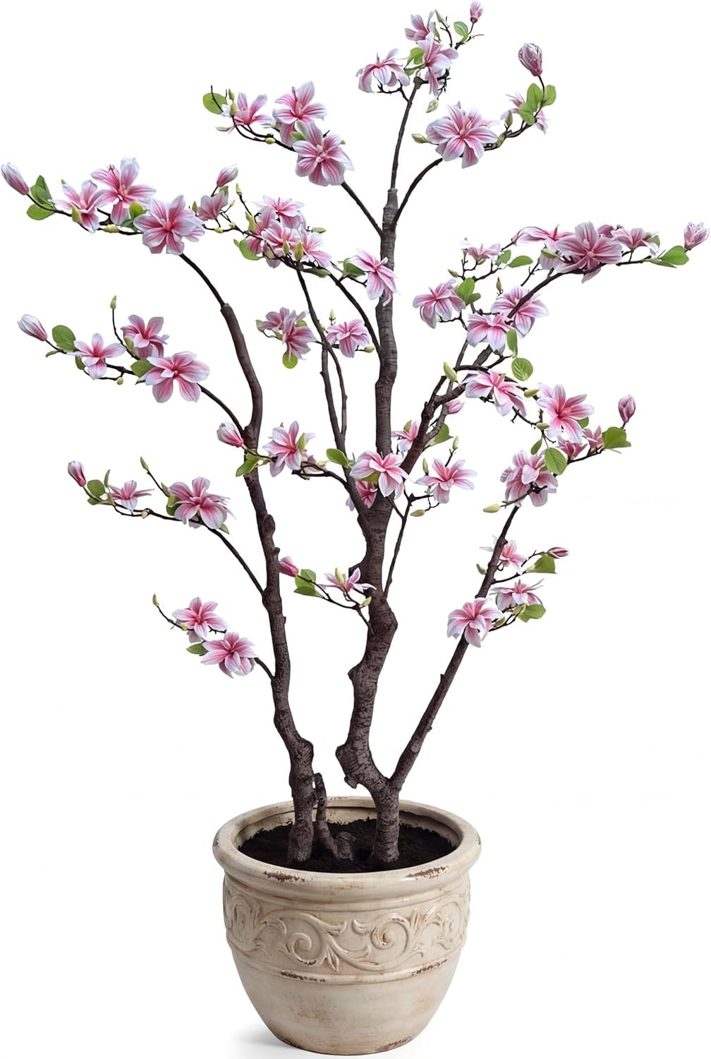 6Ft Pink Artificial Magnolia Tree – Realistic Faux Flower Plant for Home & Garde