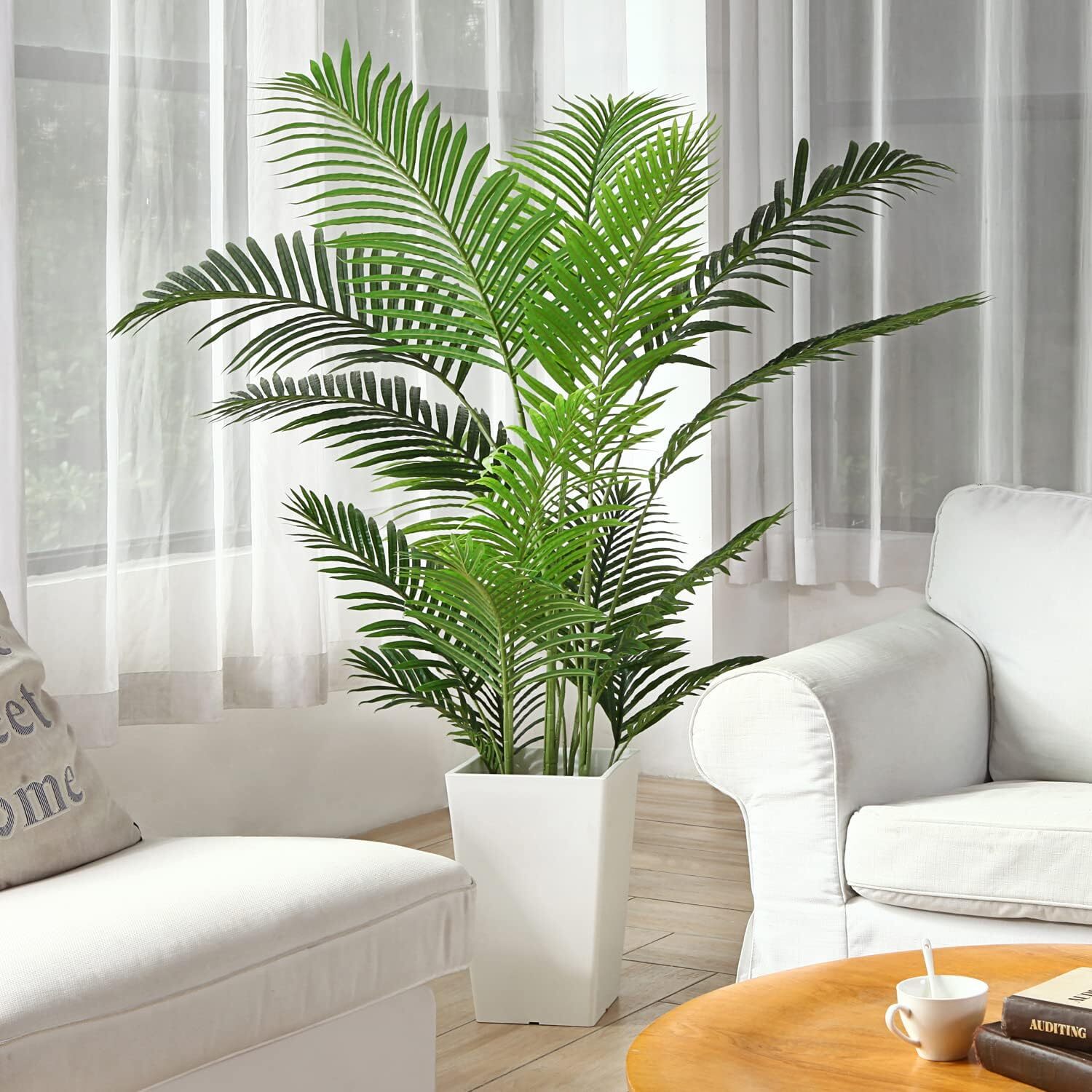 Artificial Areca Palm Plant Fake Palm Tree with Pot – Realistic Leaves