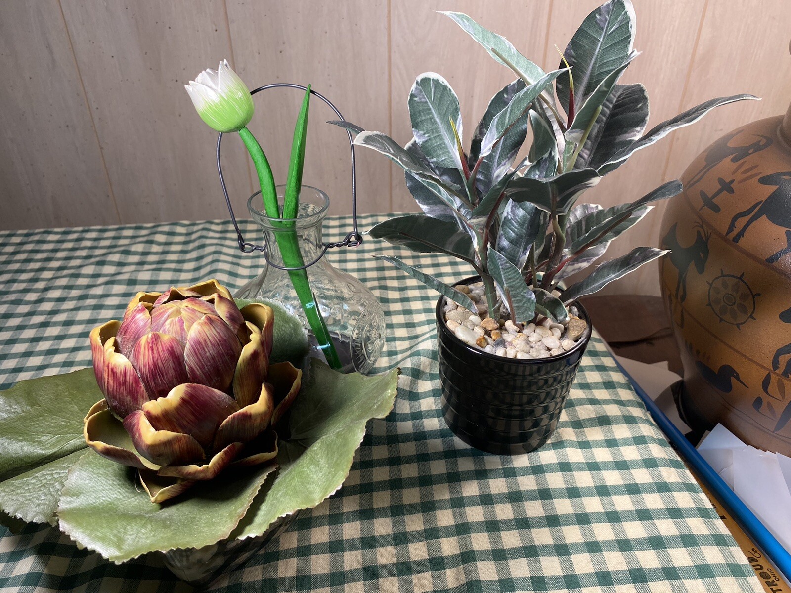 3 Artificial Simulated Plants Pineapple,hobby lobby Glass Bottle, Plant G89