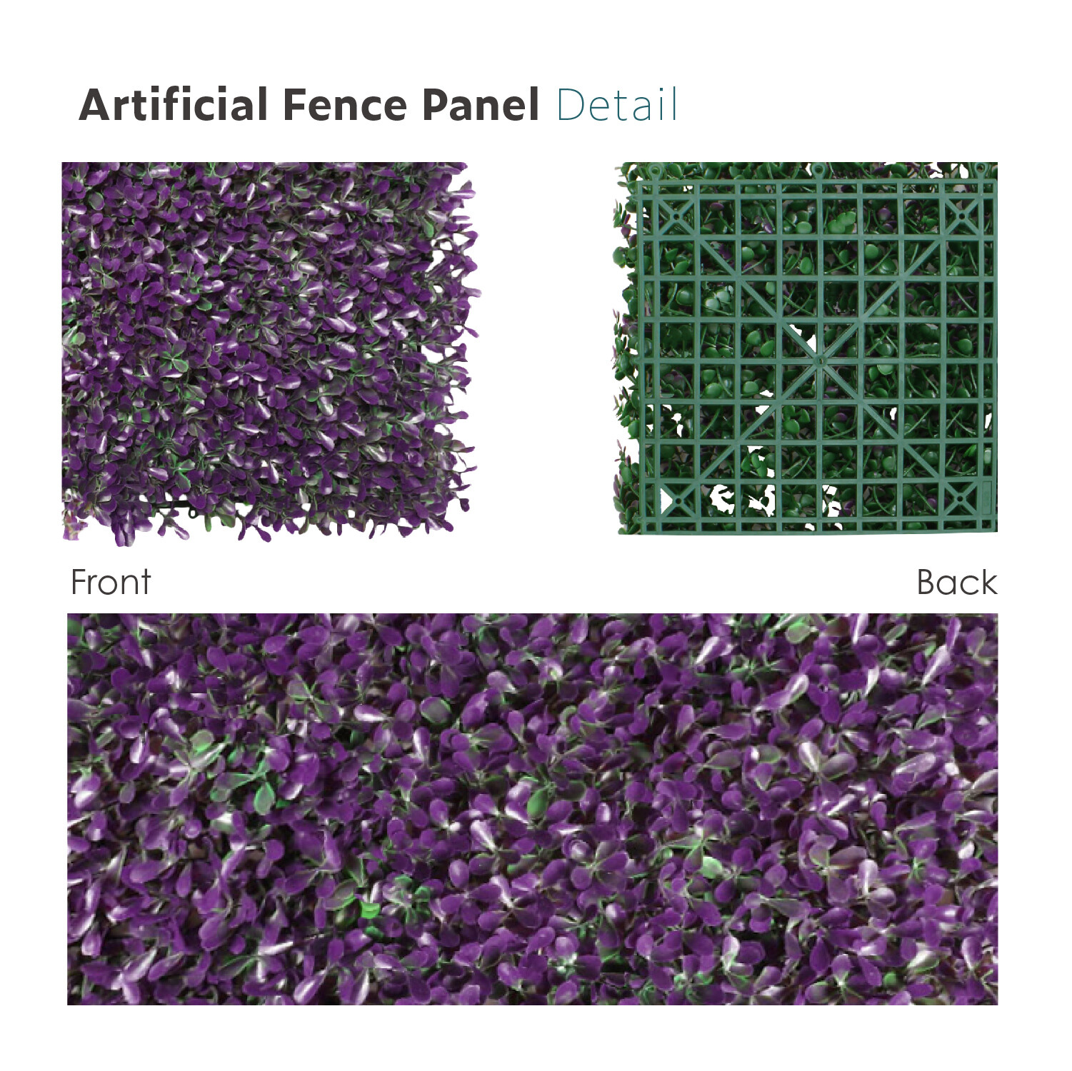 20″x20″ Artificial Purple Peanuts Mat Faux Fence Panel Wall Decor Grass Hedge
