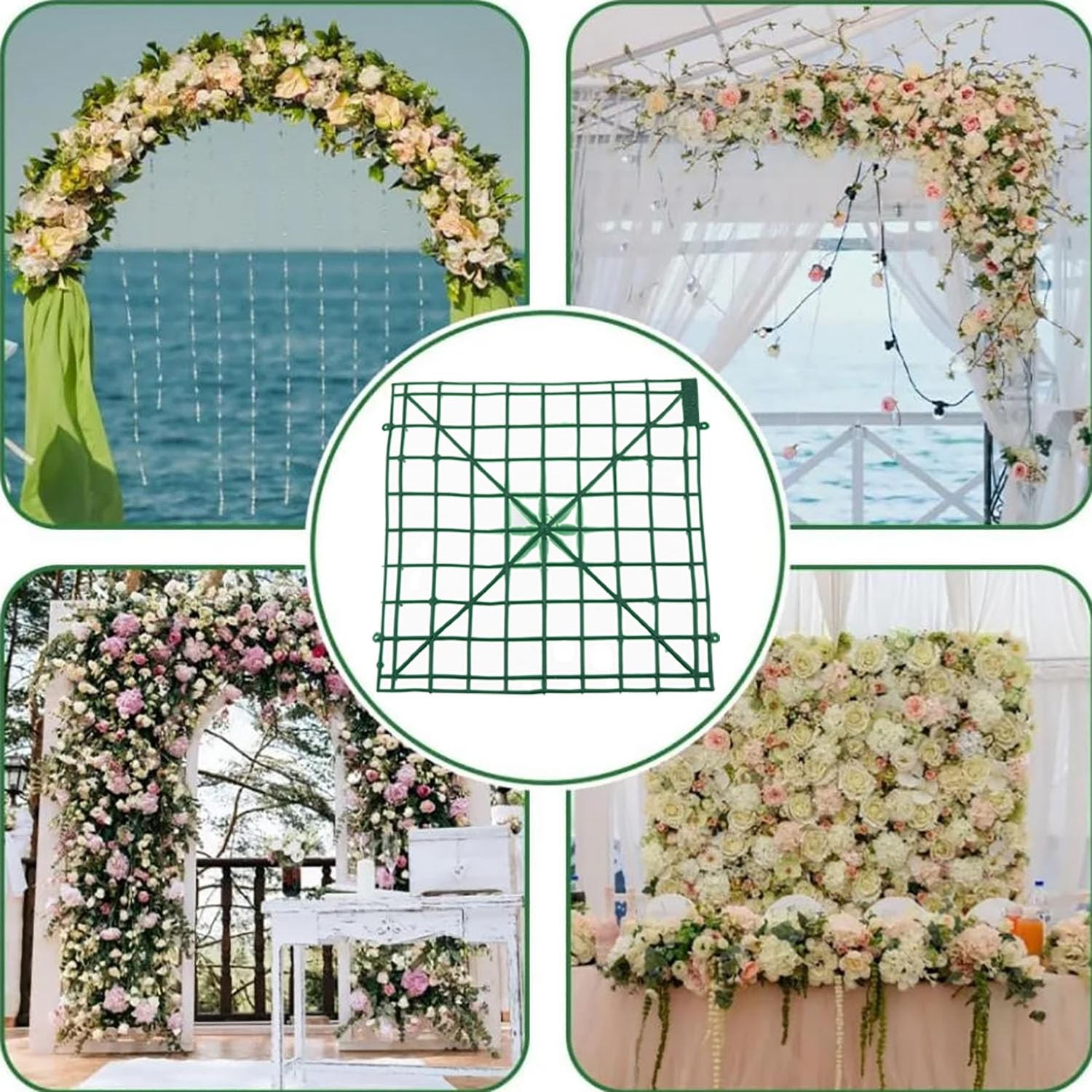 Artificial Flower Grille Panel 25×25 cm Plastic Embedded Grid Suitable for DI…