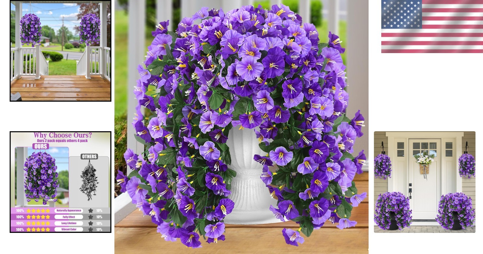 Sggvecsy Artificial Fake Hanging Flowers Plants Outdoor Outside Spring Summer…