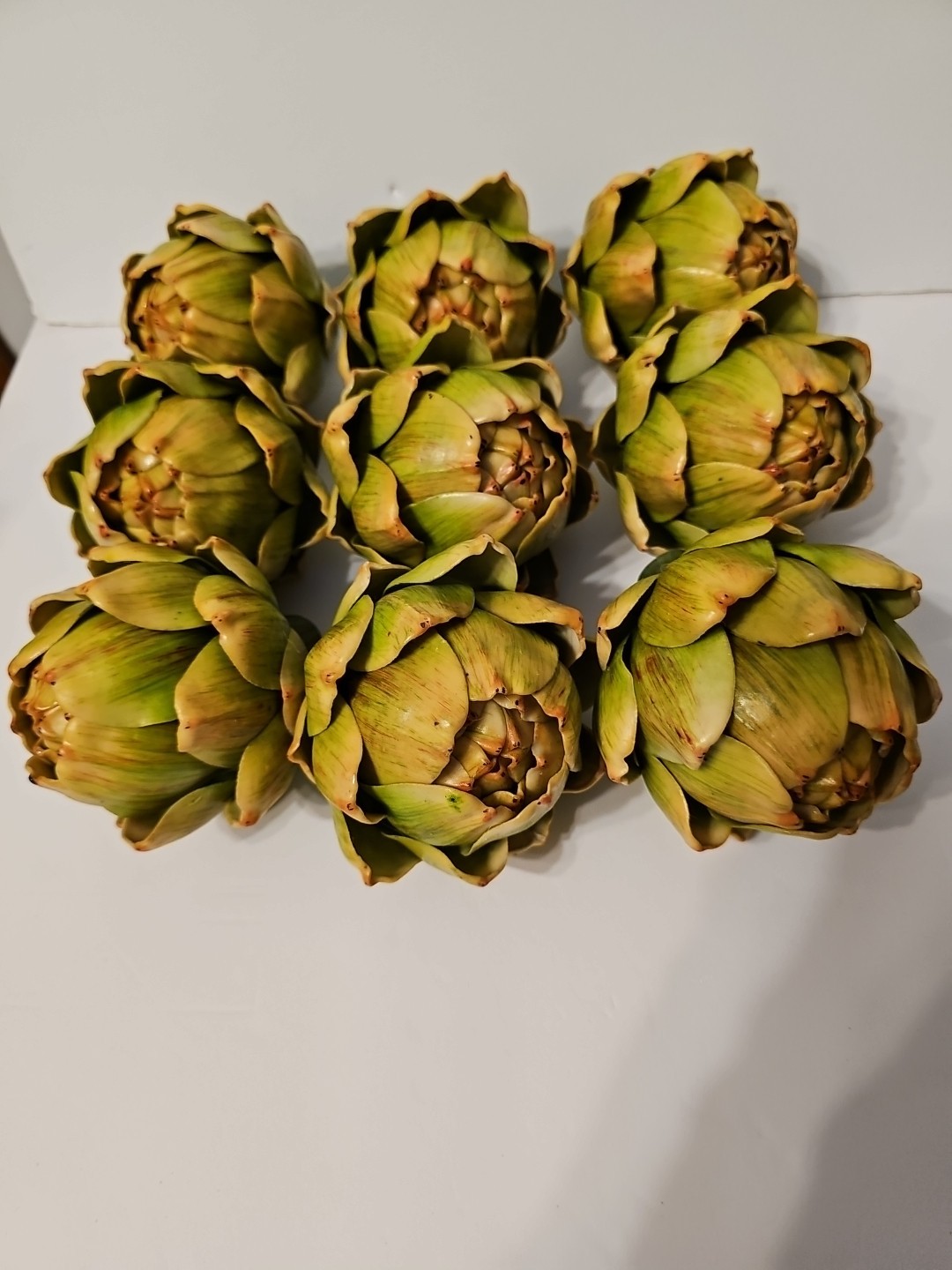 Set of 9(Large Green) Artichokes.