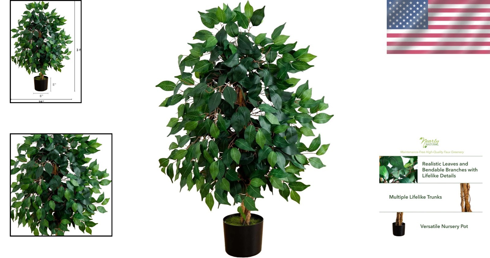 Elegant 36in Ficus Tree with 378 Leaves – A Touch of Green for Every Home