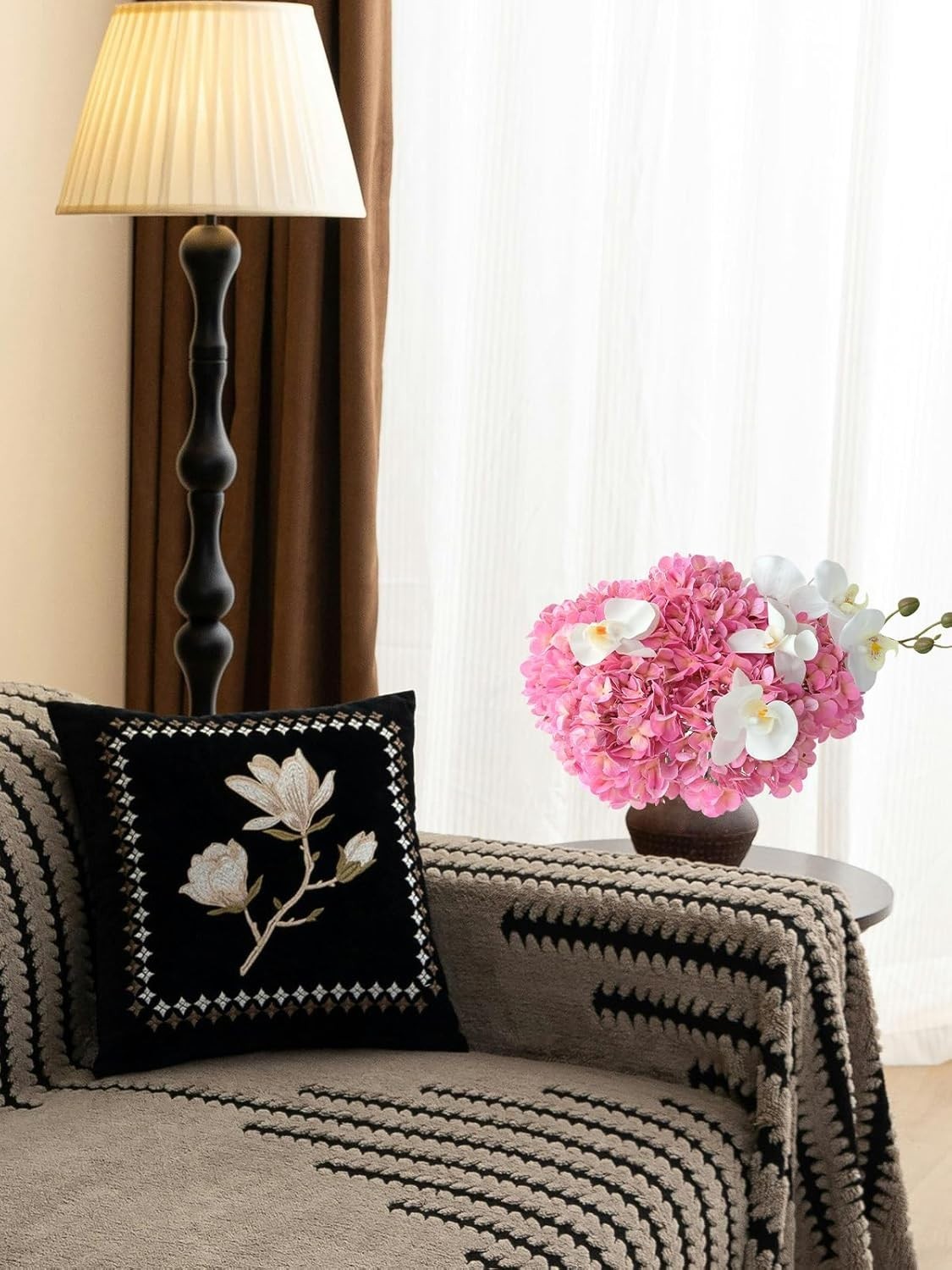 4 Pcs 20” Real Touch Hydrangeas Pink Artificial Hydrangeas Flowers Faux Late