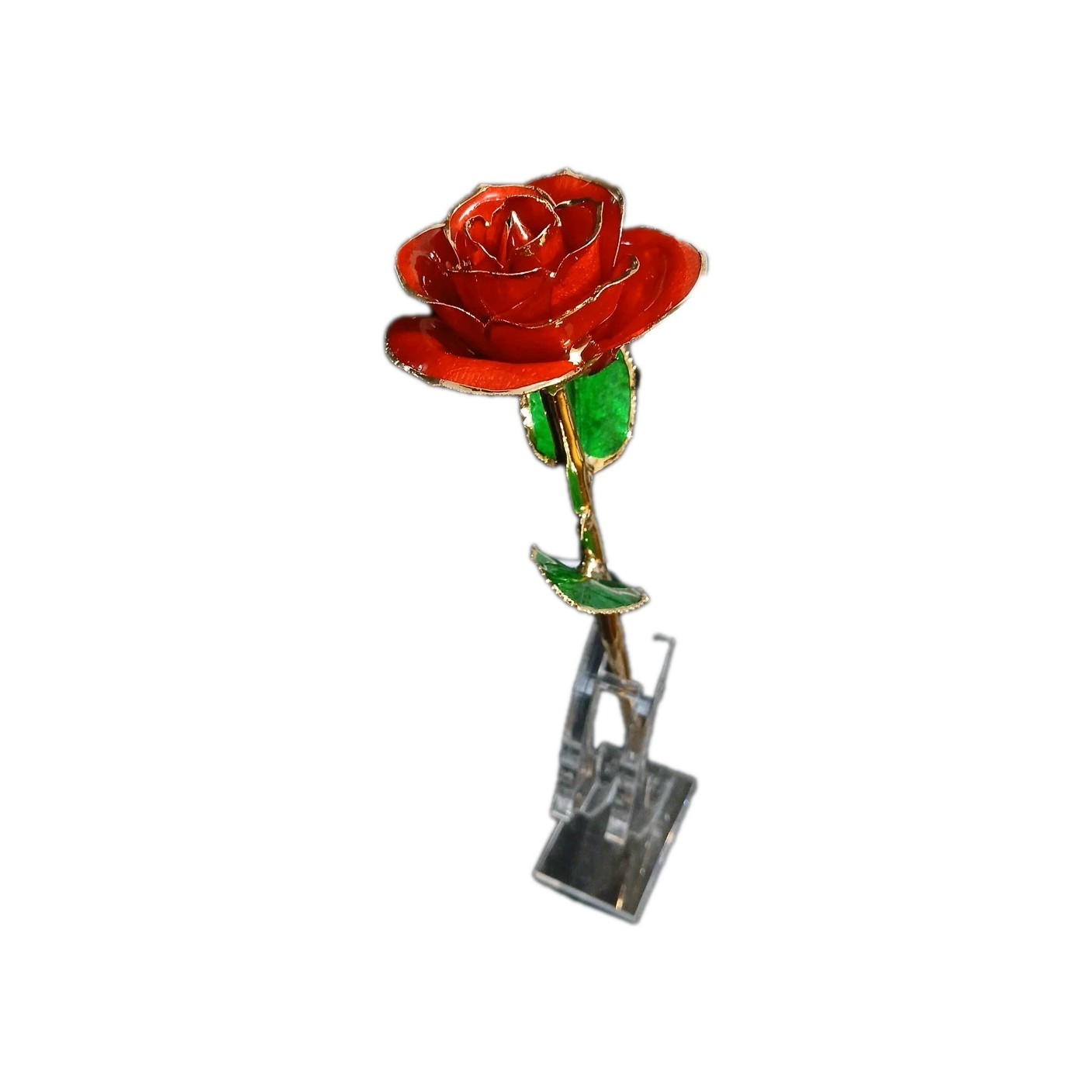 24k Gold Dipped Real Rose With Mantel To Stand Against